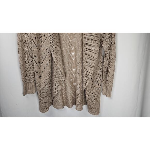 Torrid Long Open Stitch Open Front Cardigan Size 0 Large Lightweight Beige - Picture 3 of 9